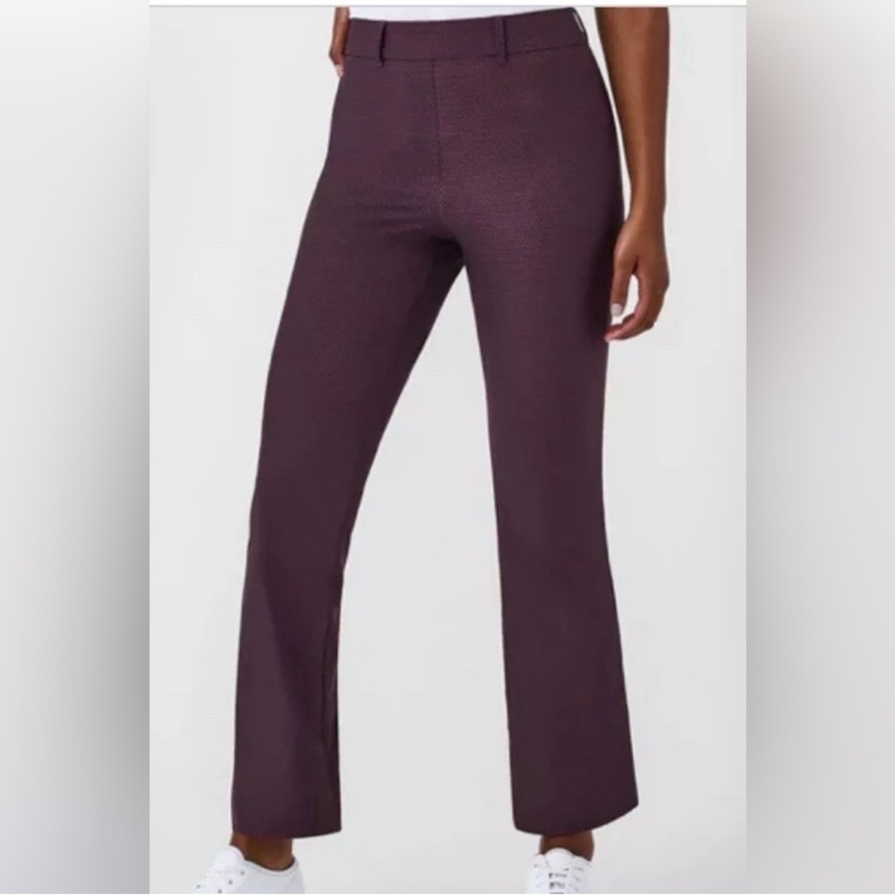 SPANX Sunshine Kick Flare Pants in Geo Scape Orange Wine Maroon large tall